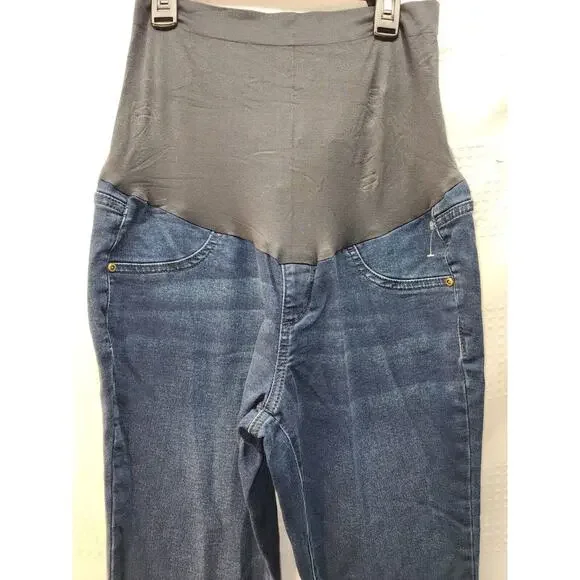 Sonoma Jeggings Maternity Size 10 Blue Jeans Pull On Over Belly Full Cover 1242 - Picture 2 of 8